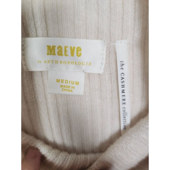 Maeve Women's Sz. M 100% Cashmere Sleeveless Turtleneck Ivory Top - Picture 2 of 5